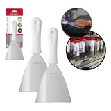 Kit 2 Espátulas Inox Retas Lanche Chapeira Cozinha