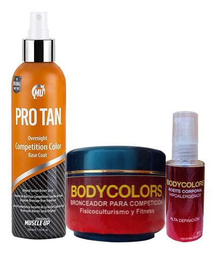 Kit Bronceador De Competencia Pro Tan + Body Colors + Aceite