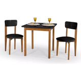 Jogo De Mesa Elisa 80x80cm Com 2 Cadeiras - Preto