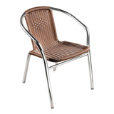 Silla Aluminio/rattan Sintético Con Brazos Café