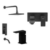 Combo Baño Griferia Peirano Soria Black Lavatorio Pared