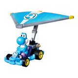 Hot Wheels Mario Kart Vehículo De Juguete Light Blue Yoshi Pipe Frame Con Super Glider A Escala 1:64 Con Un Accesorio De Planeador Para Niños De 3 Años En Adelante