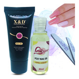 Kit Polygel Reposição De 1 Gels +1 Monomer +1 Lixa Banana