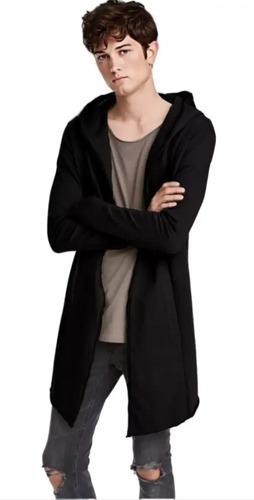Suéter Sudadera Larga Tipo Gabardina Saco Gorro 100% Algodón