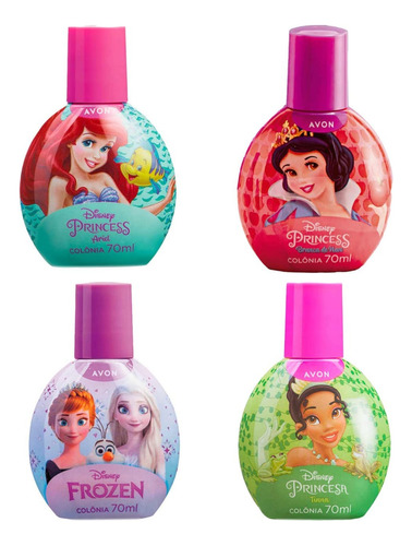 Princesas Colônia Infantil Para Meninas Avon 70ml Kit 4 Unidades