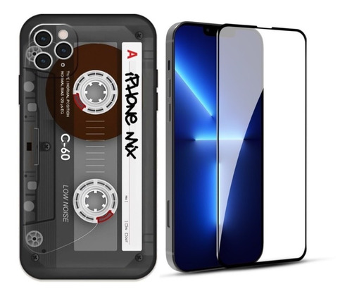 Carcasa Funda Diseño Cassette + Lámina De Vidrio Para iPhone