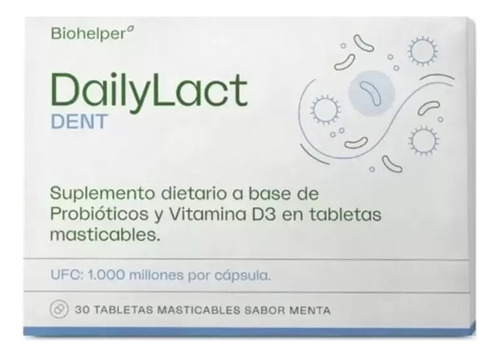 Dailylact Dent Probióticos Previene Problemas Bucales 30 Tab Sabor Menta