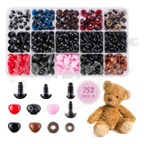 752 Pzas Ojos Y Nariz Seguridad Amigurumis Negro Rosa 5-12mm