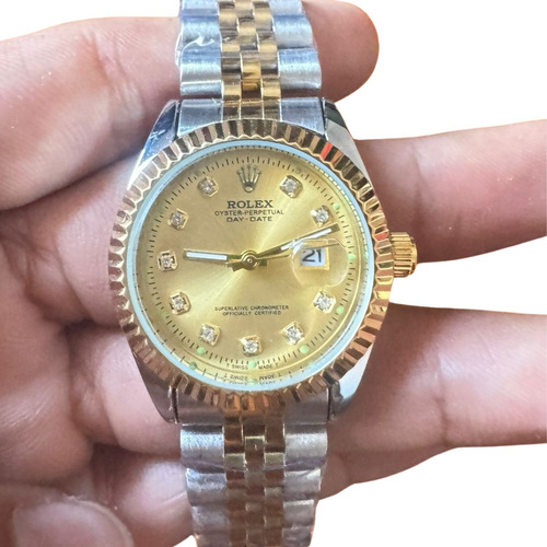 Relogio Feminino Pequeno Datejust Rolex Misto Com Dourado