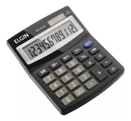 Calculadora De Mesa 12 Dígitos Bateria Solar Preto Elgin Lcd