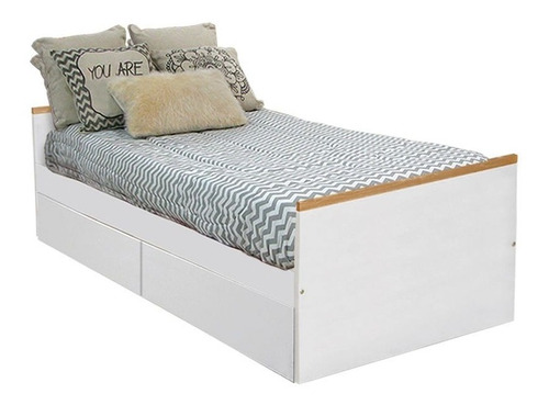 Cama Divan 1 Plaza Media Nordico Infantil Cajones Blancos X2