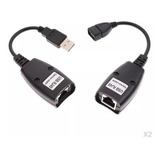 Adaptador Extensor Usb Via Rj45 Cabo De Rede Cabo Extensor Cor Preto