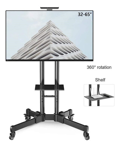 Soporte Tv Móvil Hasta 70 Y 50 Kg Ajustable Con Ruedas Y Ban