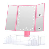 Espejo De Maquillaje 360° Luz Led Puertas Y Organizador