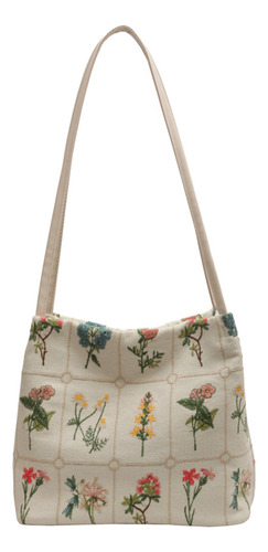 Bolso De Lona Con Estampado Floral Moderno Para Mujer, Gorra