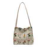 Bolso De Lona Con Estampado Floral Moderno Para Mujer, Gorra