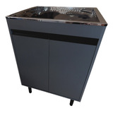 Tanque De Lavar Roupa De Inox 46l Gabinete Mdf Premium Cinza