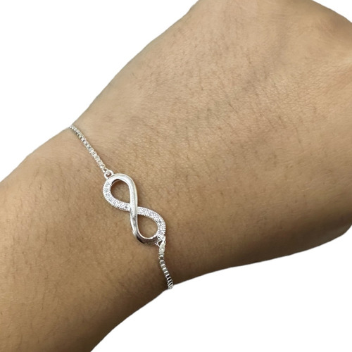 Pulsera Plata 925 Zircon Cubic Ajustable Infinito  Regalo