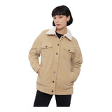 Chaqueta Mujer Cotelé Peludo Beige Corona