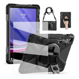 Mica + Funda Para Galaxy Tab S9 / S9 Fe Rudo Correa Negro