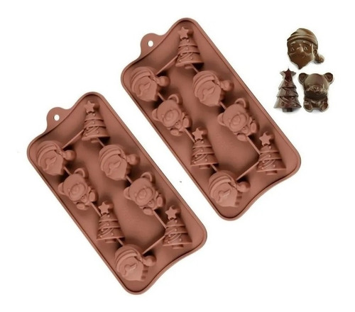 Pack X2 Moldes De Chocolate Molde Chocolate Santa Oso Arbol