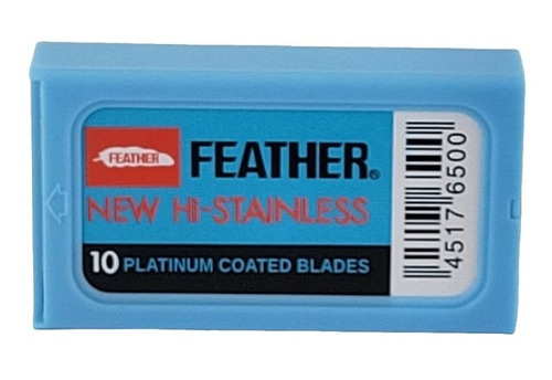 New Hi-stainless 10 Lâminas Platinum Coated Blades - Feather