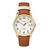 Timex | Reloj Mujer | Tw2r627009j | Original Color De La Correa Marrón Claro Color Del Bisel Dorado Color Del Fondo Crema