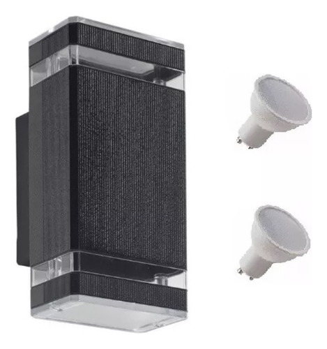 Pack X 2 Aplique Bidireccional Aluminio + 2 Dicroicas Led 7w