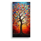 60x30cm Cuadro Decorativo Abstracto Árbol Vida Colores Inte