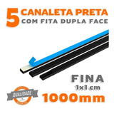 Kit 5 Canaleta Fina Para Fios Preto De Pvc Com 1 Metro Nfe