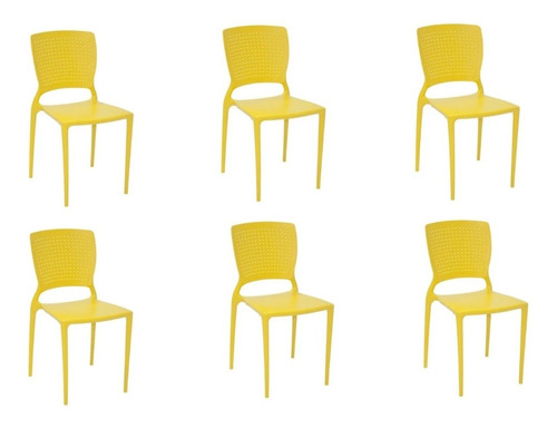Kit 6 Cadeiras Safira Amarelo Tramontina