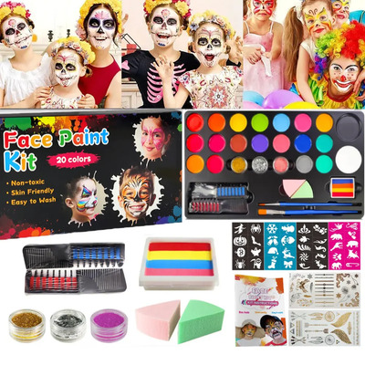 Maquillaje Corporal Base Agua Kit Con Pintacarita 20 Colores | Meses sin interés