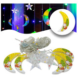 Serie Navideña Led Cascada Luna Y Estrella Luz Multicolor