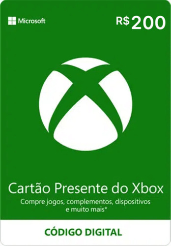 Cartão Xbox R$ 200 Reais Gift Card Microsoft Brasil