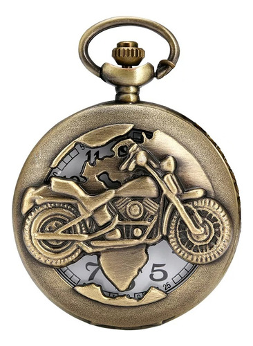 Reloj De Bolsillo Vintage Motocicleta Analógico Con Cadena