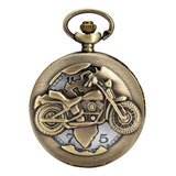 Reloj De Bolsillo Vintage Motocicleta Analógico Con Cadena
