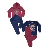 Kit 4 Peças Conjunto Infantil Moletom Masculino 1 Ao 8