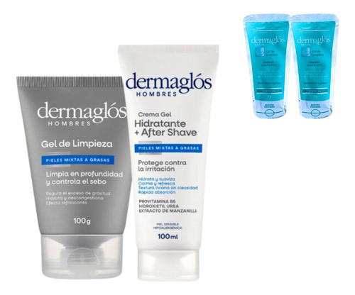 Kit Dermaglós Hombres Rutina Facial Limpieza + Hidratación