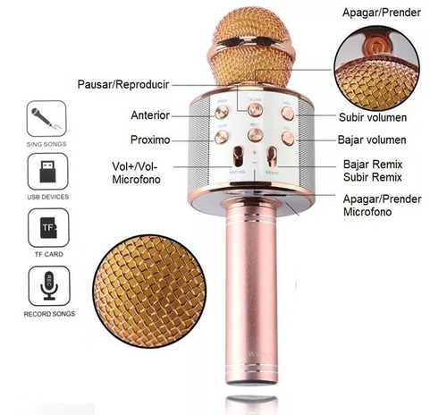 Micrófono Karaoke Niños 5w Bluetooth Efectos De Voz Parlante