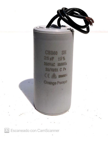 Capacitor 25mfd Condensador 25uf 250v Redondo C/cable Pd