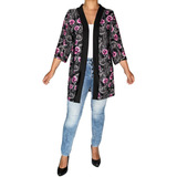 Sobretodo Kimono Corto Cardigan Moda Casual Flores Mujer 