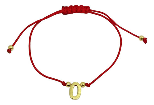 Pulsera Letra O Cordón Rojo Enchapado Oro 18k