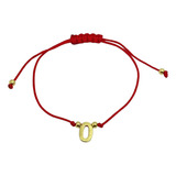 Pulsera Letra O Cordón Rojo Enchapado Oro 18k