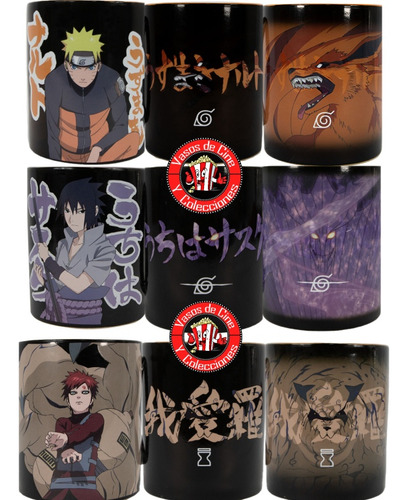 Tazas Térmicas Naruto Shippuden Naruto Sasuke Gaara Mágicas 