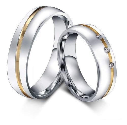 Par De Anillos De Pareja Compromiso  Matrimonial Acero Inox