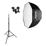 Kit Softbox Godox 120cm Octabox P Flash Lâmpada Luz Contínua 110v/220v