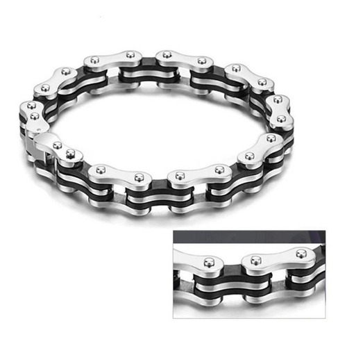 Bracelete Pulseira  Masculina Aço Inox Corrente Moto Bike 