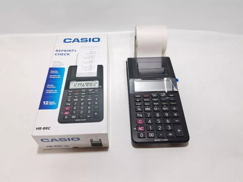 Calculadora Casio Hr-8rc-bk Mini Impresora 12 Dígitos Negro 