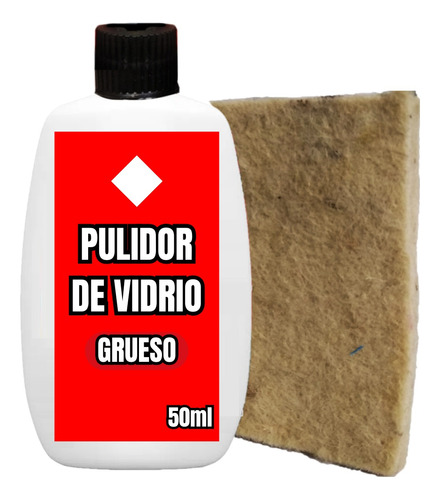Pasta Pulir Vidrio Oxido Cerio 50cc Grueso + Fieltro Manual