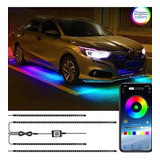 4 Unids Rgb Led Control App Coche Neón Tira De Luz Modo Músi